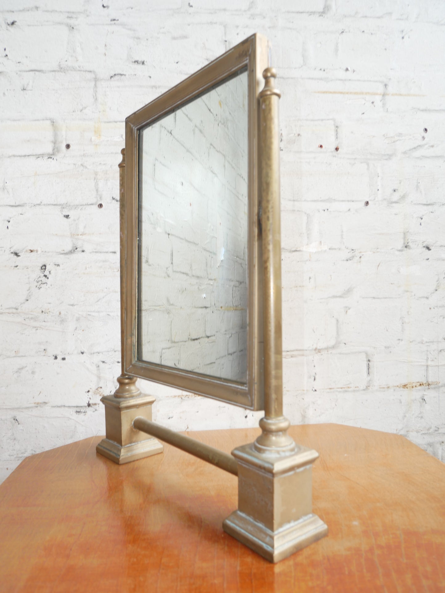 Antique or Vintage Classic Architectural Brass Vanity Shaving Swing Mirror