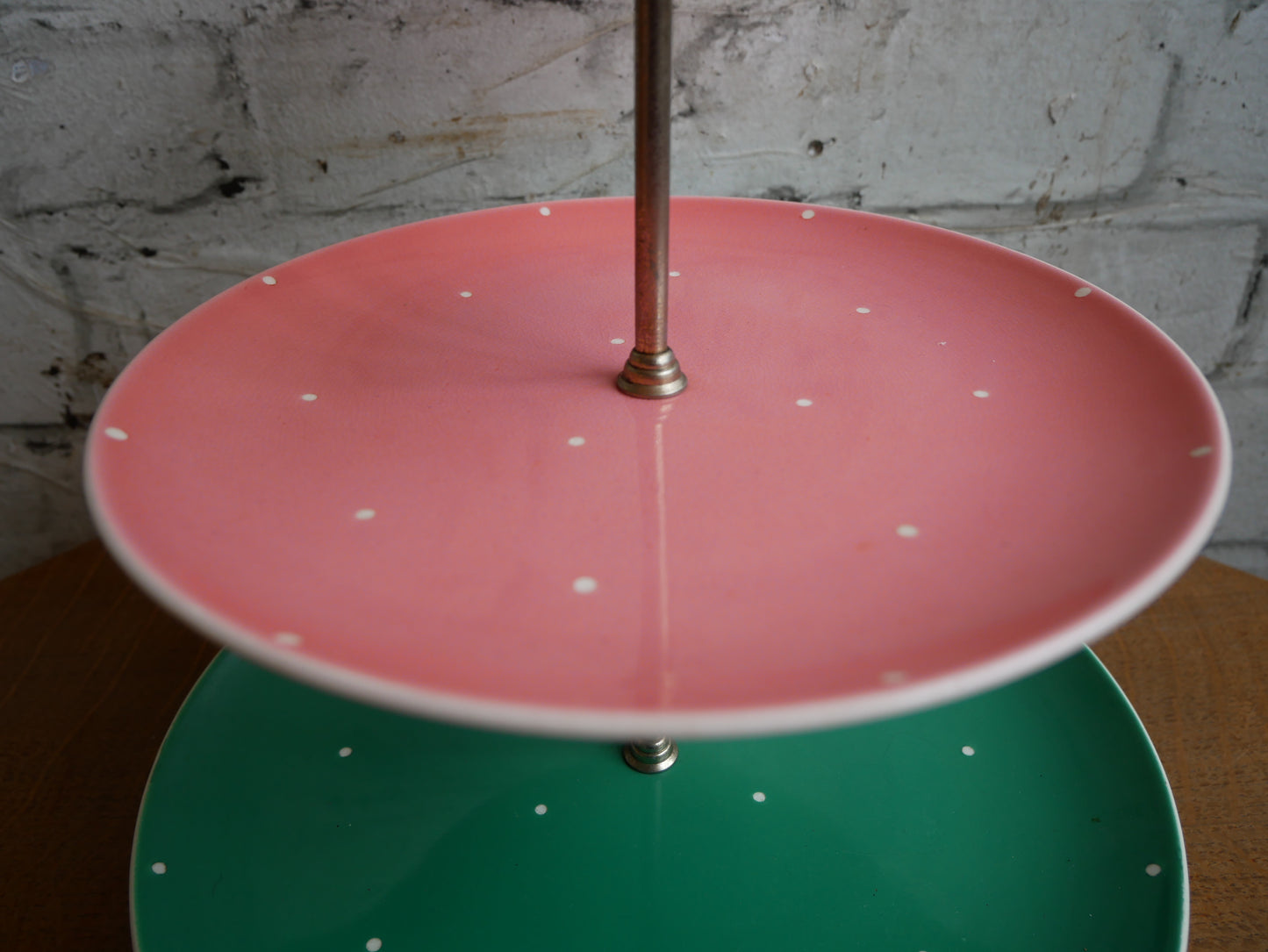 Vintage 1950s Royal Winton 3 Tier Polka Dot Ceramic Cake Stand