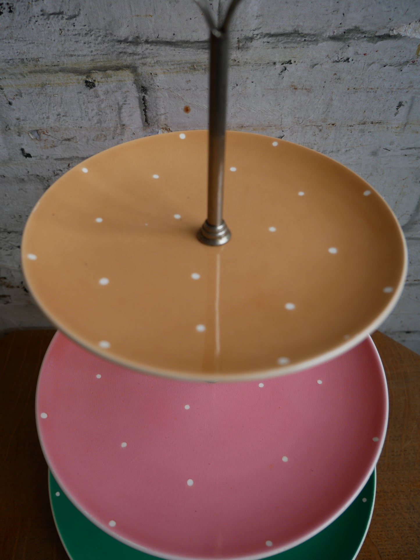 Vintage 1950s Royal Winton 3 Tier Polka Dot Ceramic Cake Stand