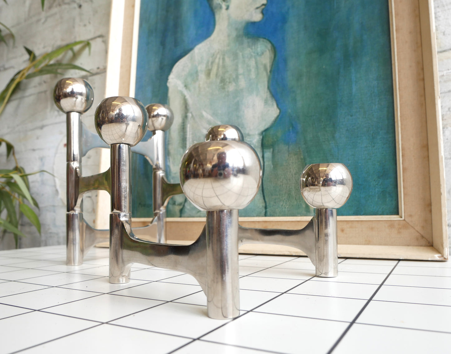 Contemporary Dutch Pols Potten Mid Century Modern Design Modernist Space Age 6 Branch Metal Candlestick Holder