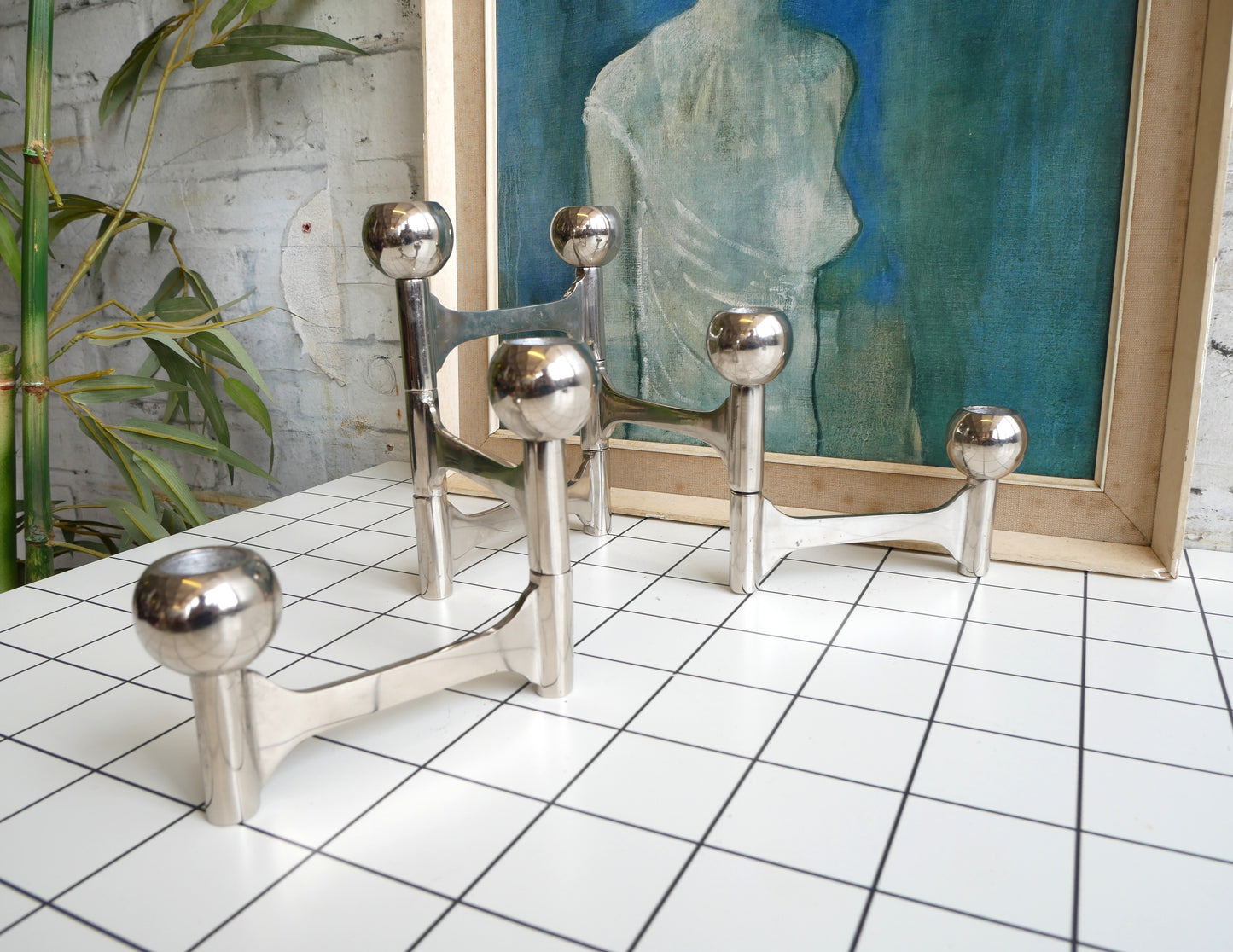 Contemporary Dutch Pols Potten Mid Century Modern Design Modernist Space Age 6 Branch Metal Candlestick Holder