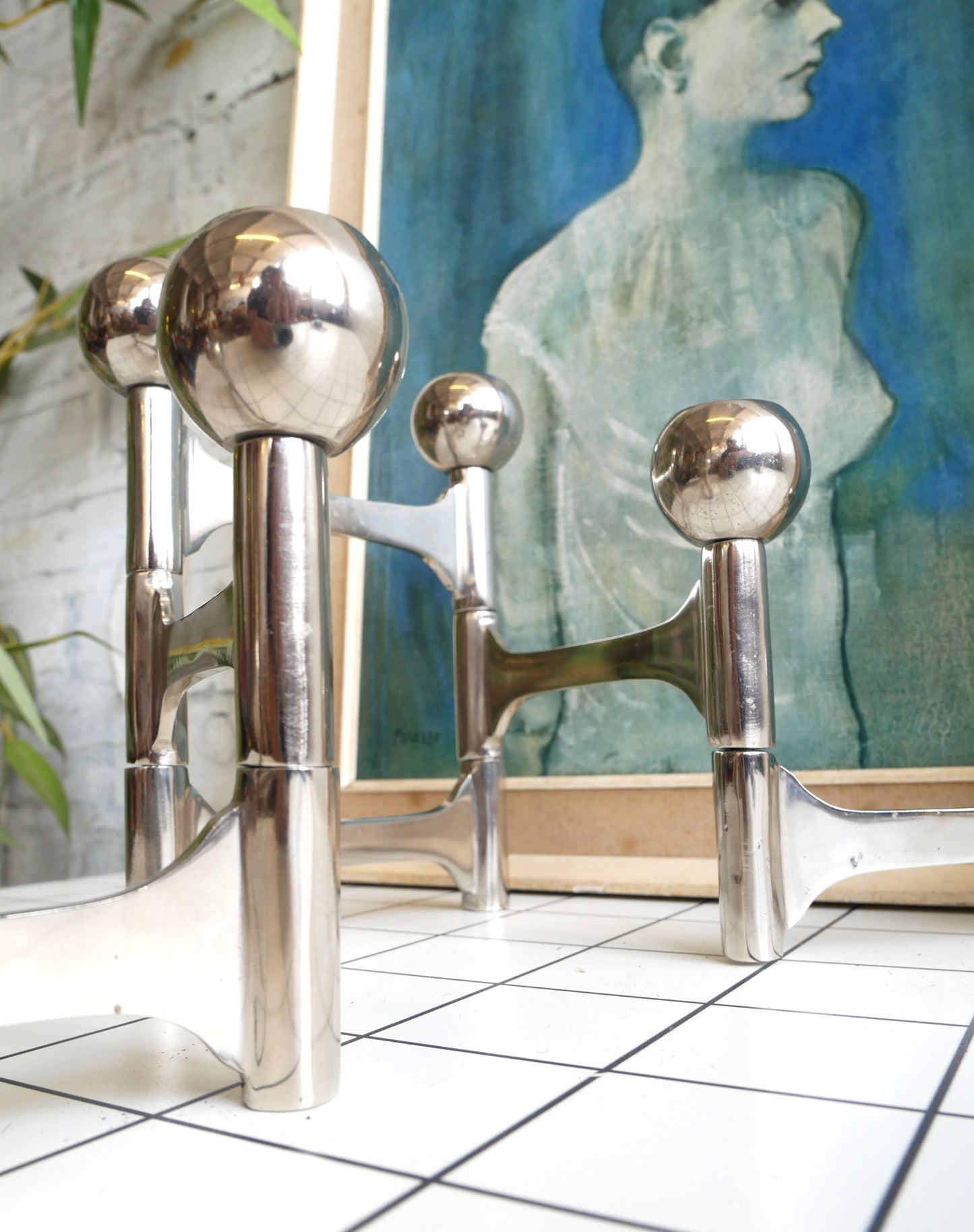 Contemporary Dutch Pols Potten Mid Century Modern Design Modernist Space Age 6 Branch Metal Candlestick Holder