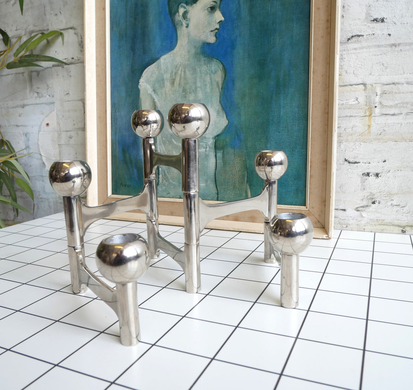 Contemporary Dutch Pols Potten Mid Century Modern Design Modernist Space Age 6 Branch Metal Candlestick Holder