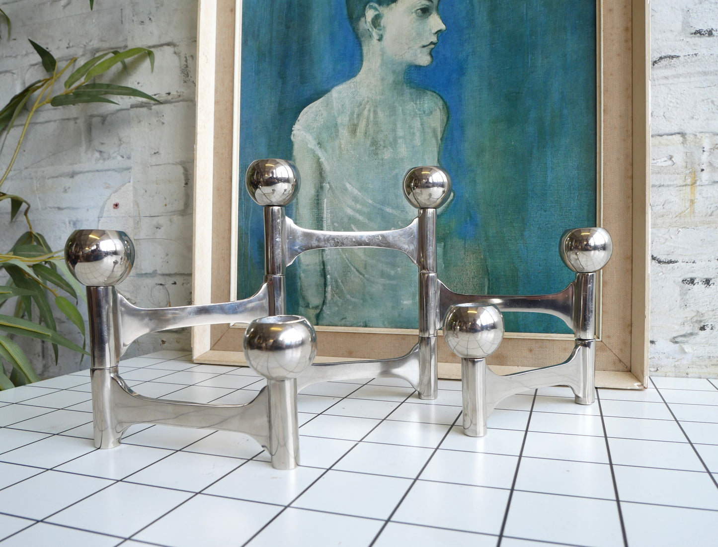 Contemporary Dutch Pols Potten Mid Century Modern Design Modernist Space Age 6 Branch Metal Candlestick Holder