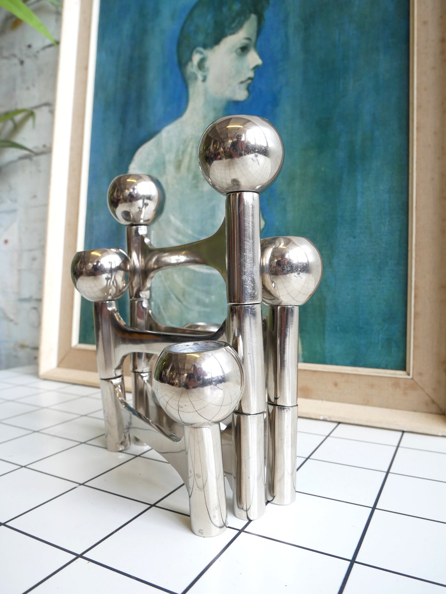 Contemporary Dutch Pols Potten Mid Century Modern Design Modernist Space Age 6 Branch Metal Candlestick Holder