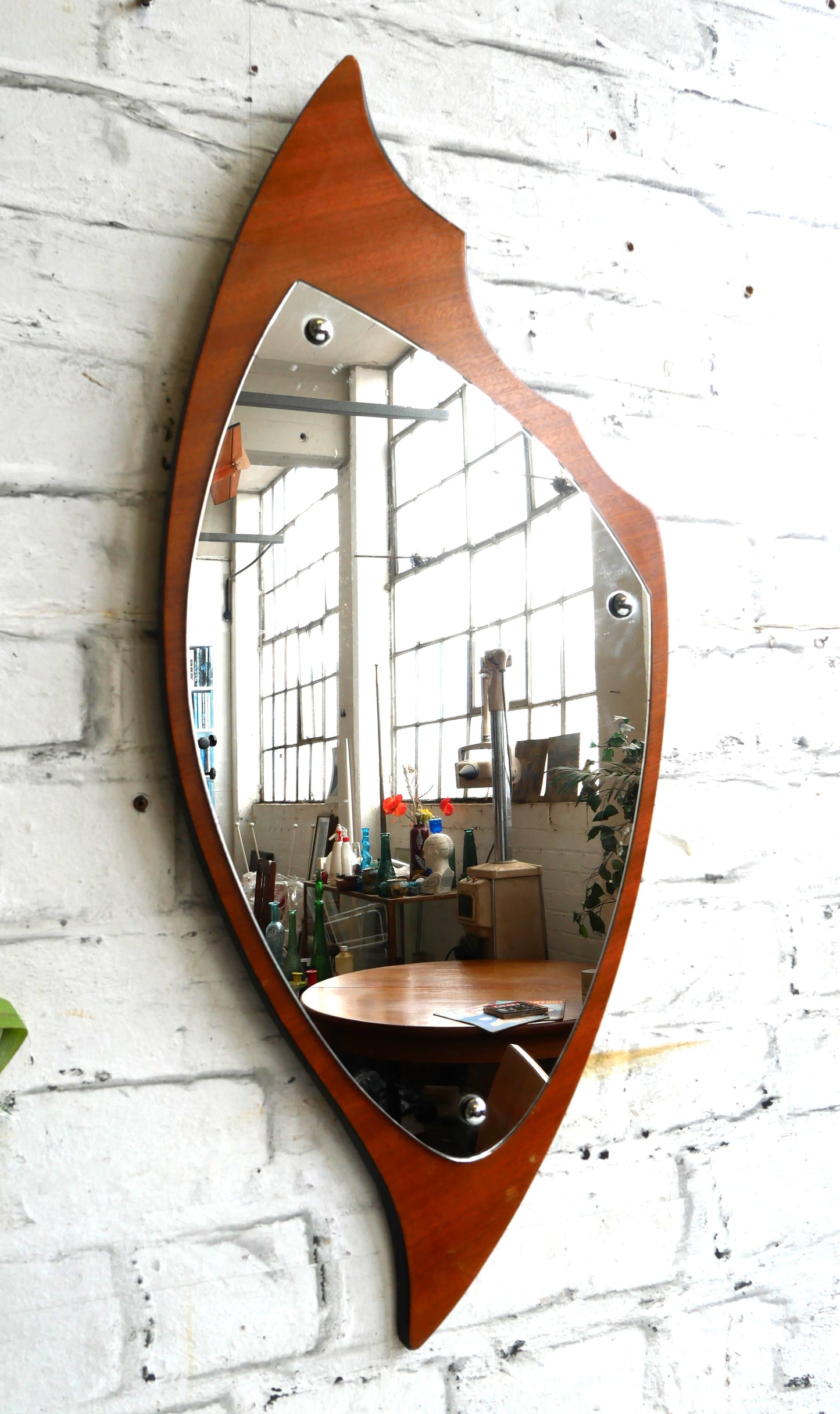 Vintage Retro 1960s Mid Century Modern Teak Wall Mirror