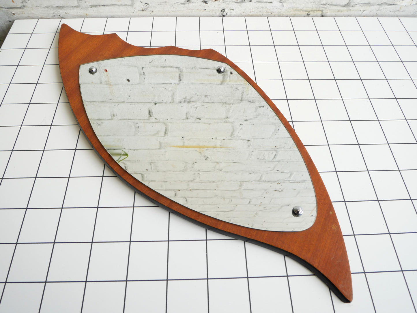 Vintage Retro 1960s Mid Century Modern Teak Wall Mirror