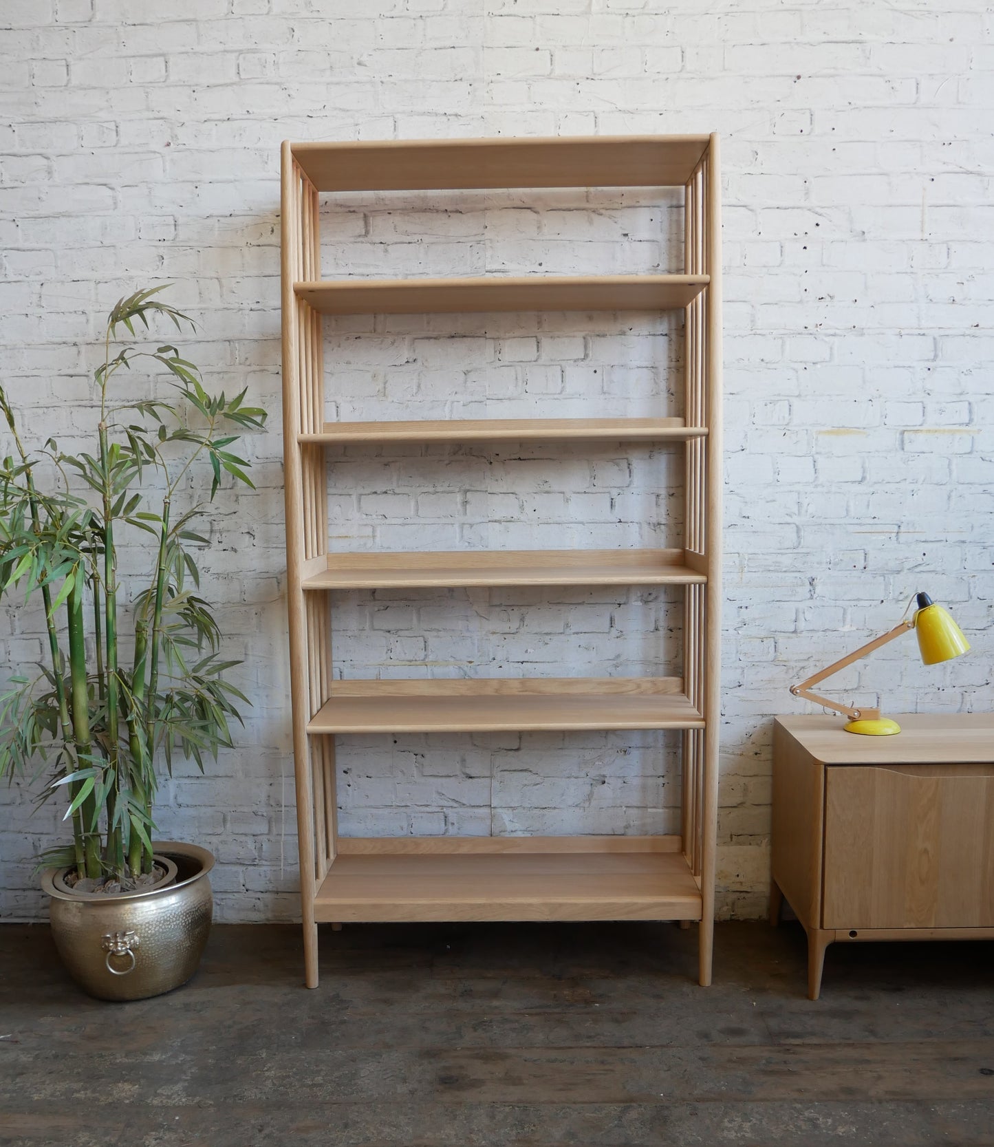 Contemporary Ercol Shalstone 5 Tier Oak Shelving Unit Bookcase Room Divider