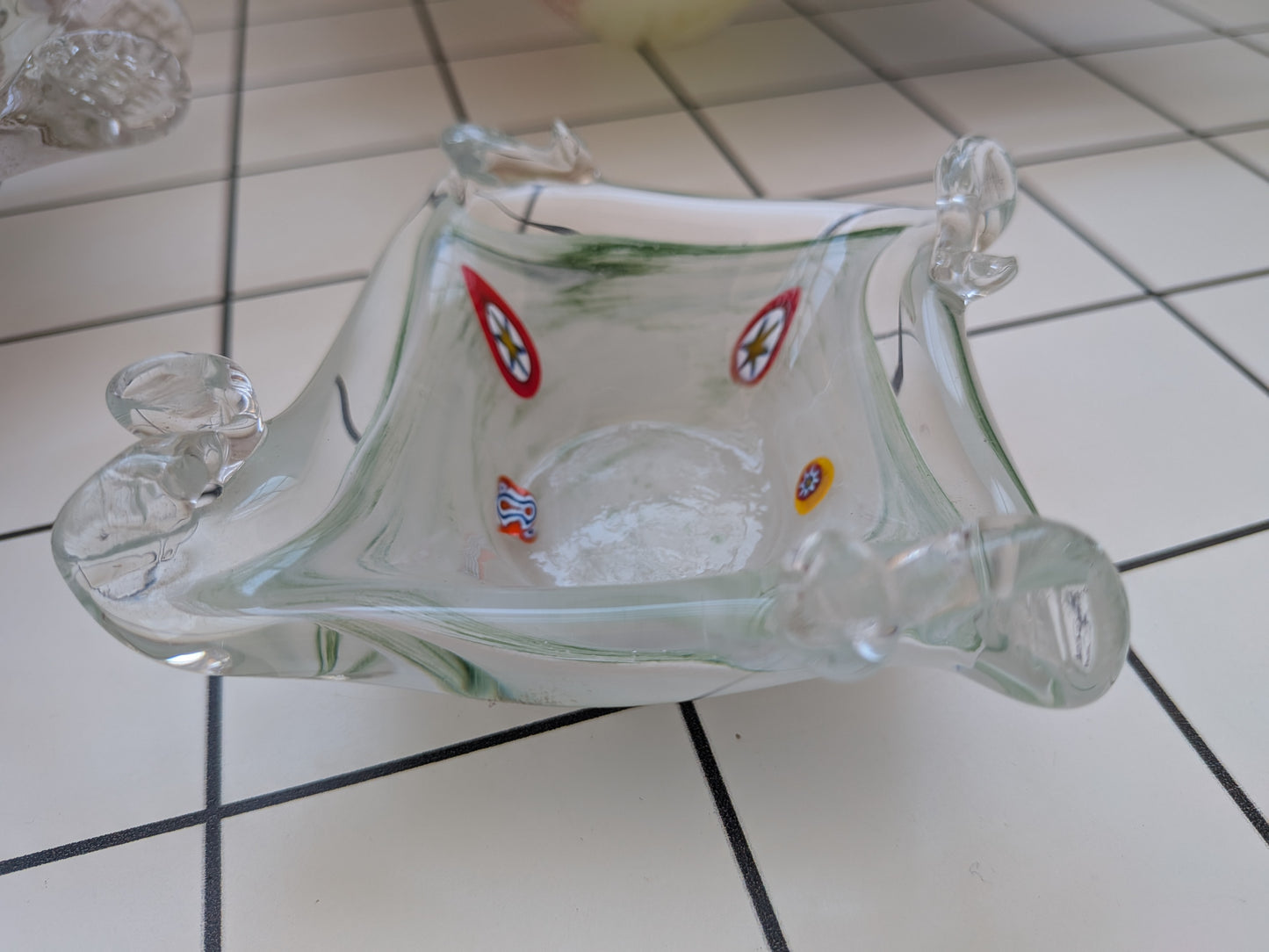 3 Vintage Murano Millefiori and Lavorazione Style Glass Dishes