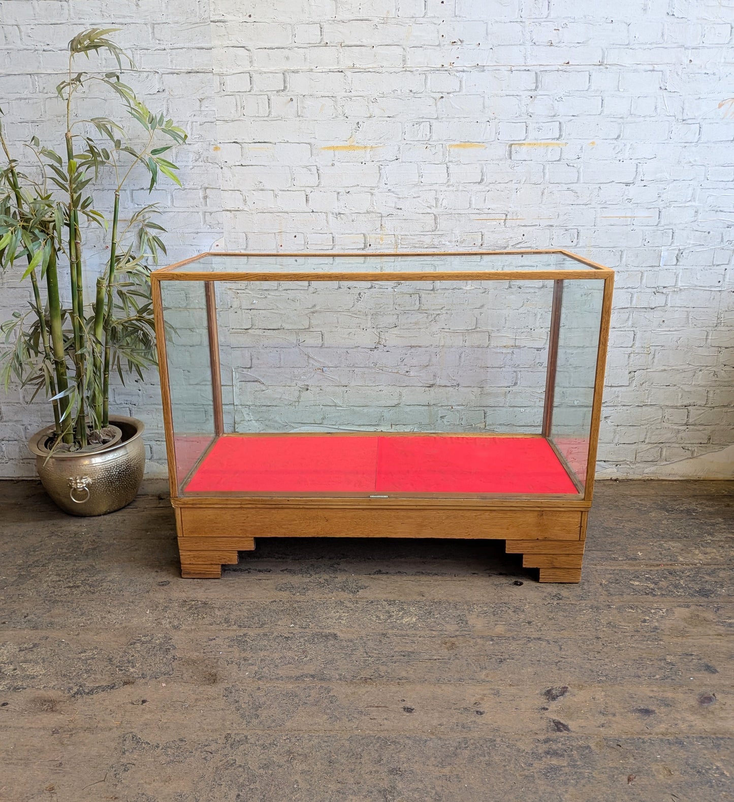 1920s 30s Vintage Art Deco Oak Glazed Haberdashery Shop Display Counter Cabinet