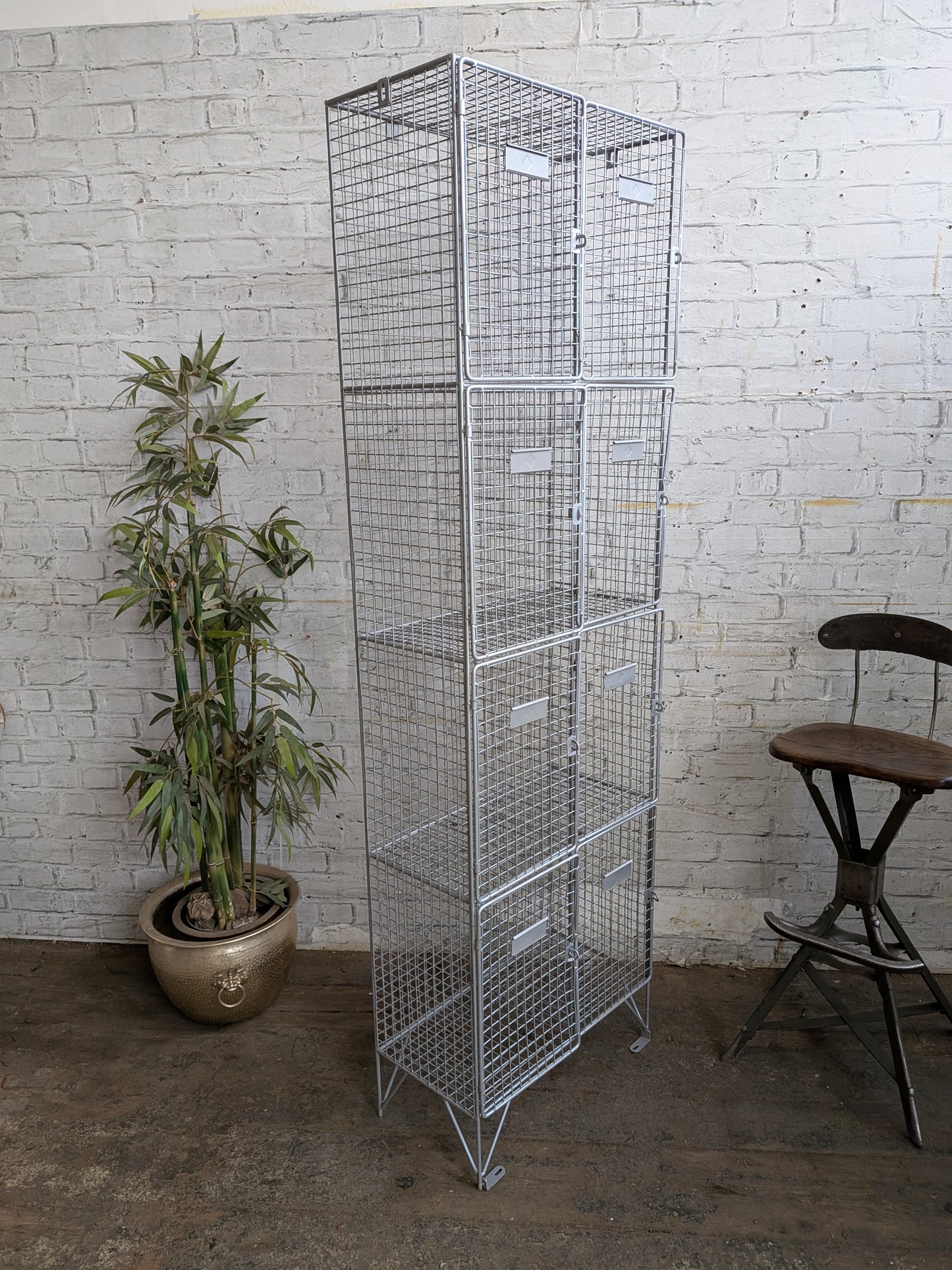 Industrial Retro Mid Century Modern Style Metal Steel Wire Coat Storage Locker