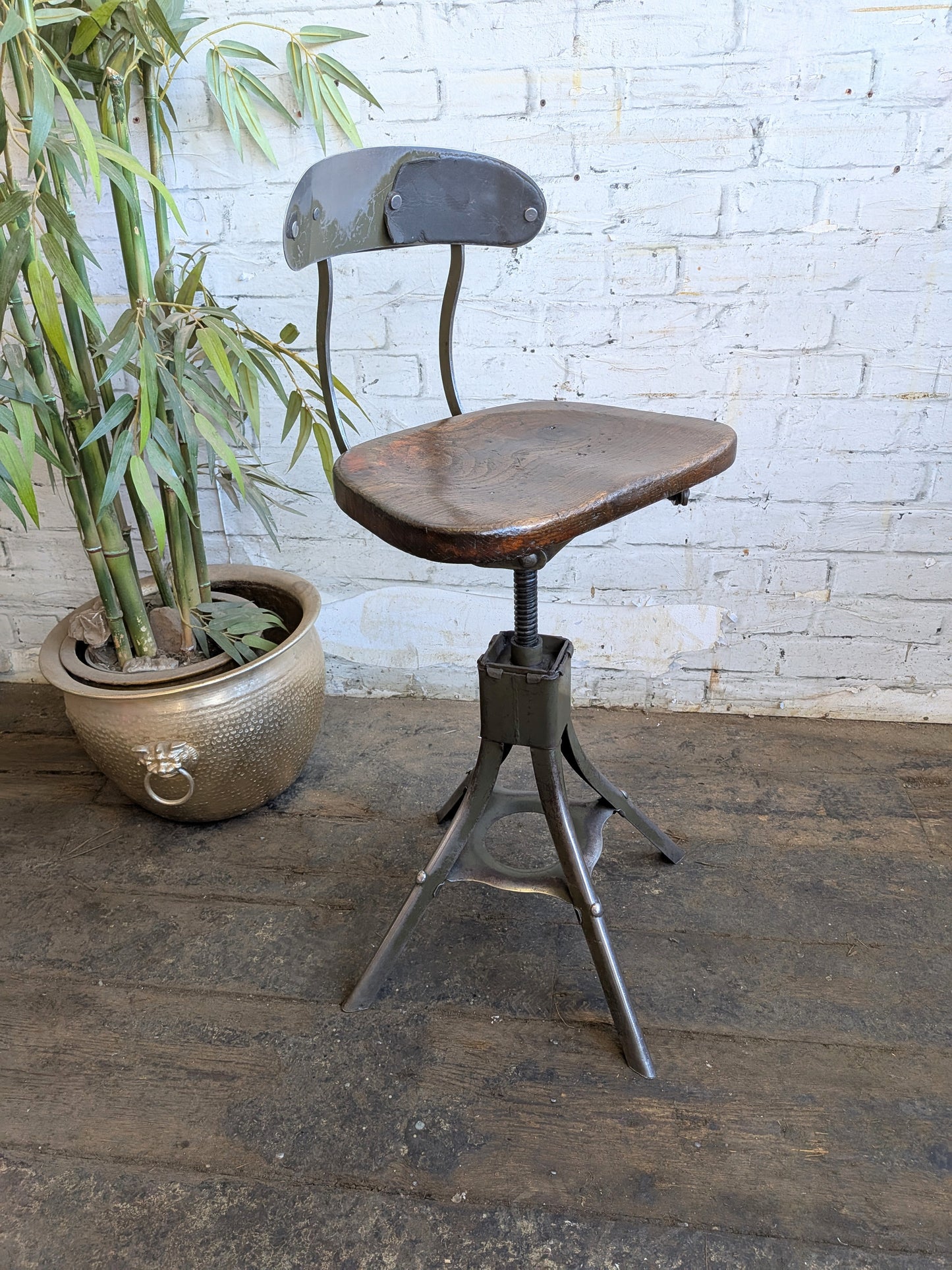 1 Vtg 30s 40s Art Deco Steel Evertaut Industrial Machinists Typists Swivel Chair