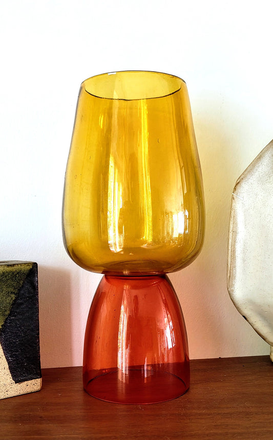 Vintage Mid Century Modern Candle/ T Light Holder Glass Vase