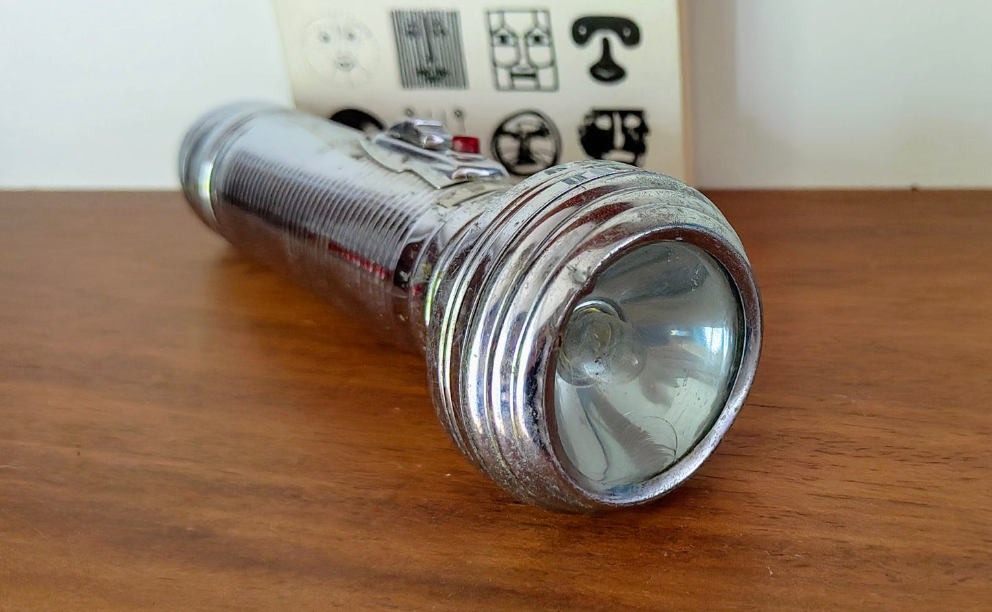 Small Vintage 1950s 555 Chinese Chrome Flashlight Torch