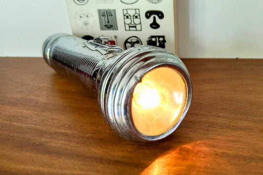 Small Vintage 1950s 555 Chinese Chrome Flashlight Torch