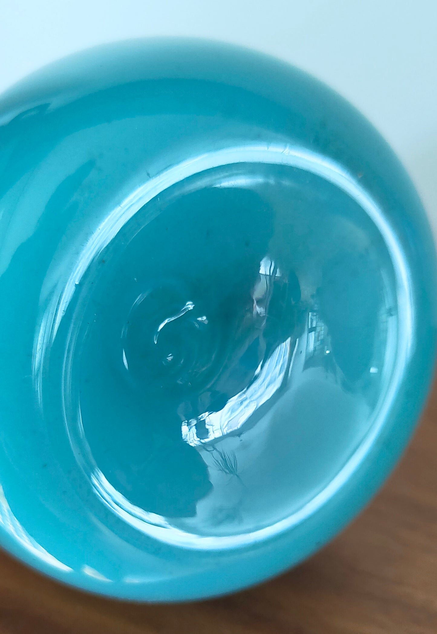 Vintage Mid Century Modern Swedish Elme Glasbruk Turquoise Cased Glass Vase