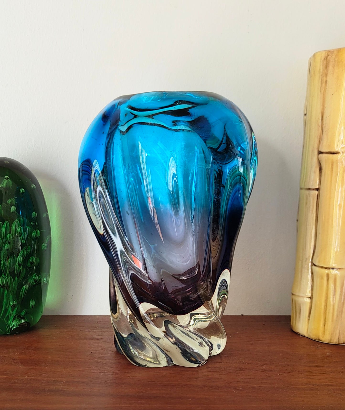Mid Century Modern Japanese Sanyu Organic Glass Vase