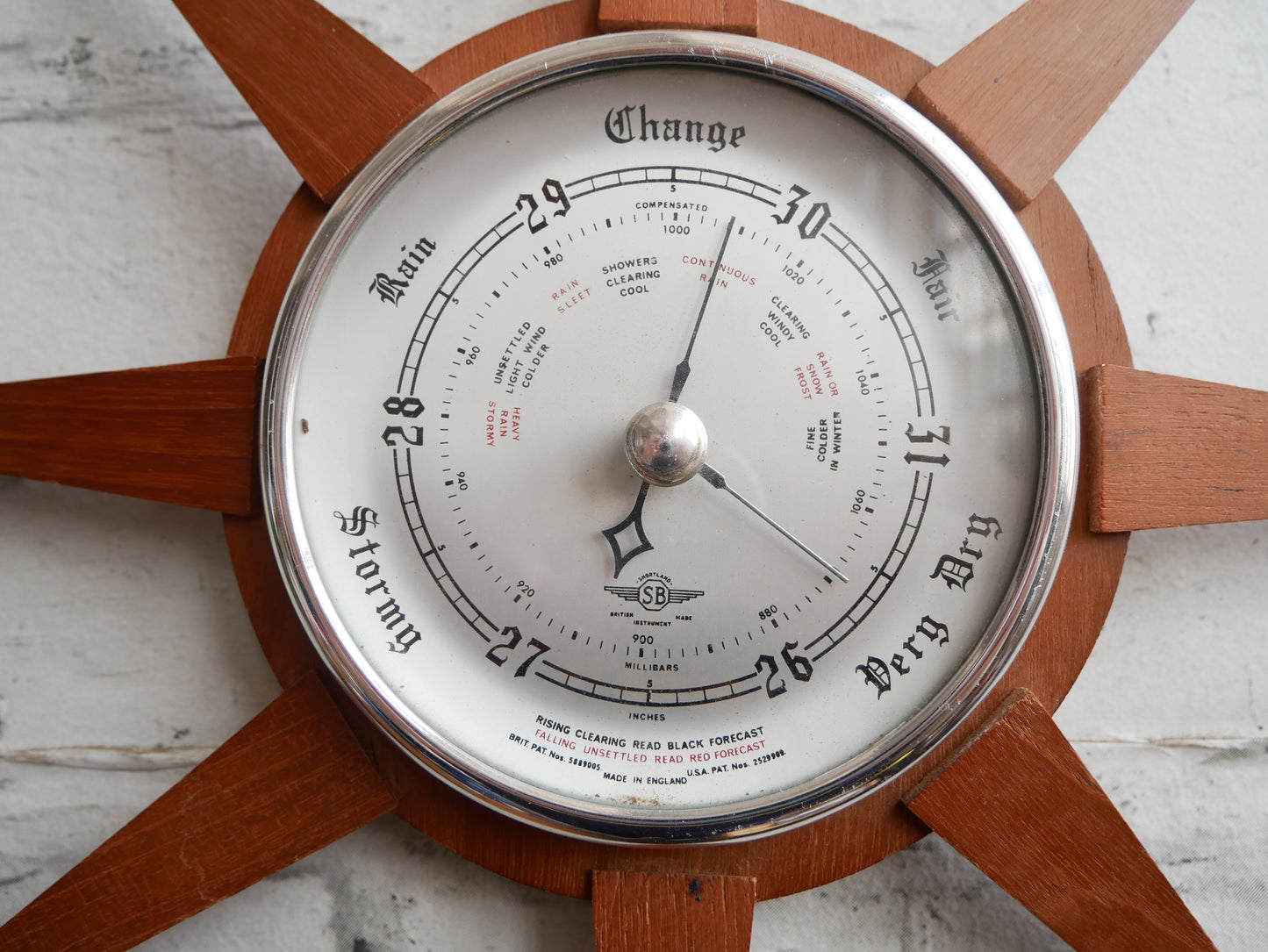Unusual Mid Century Modern 1960s Sunburst Starburst Barometer