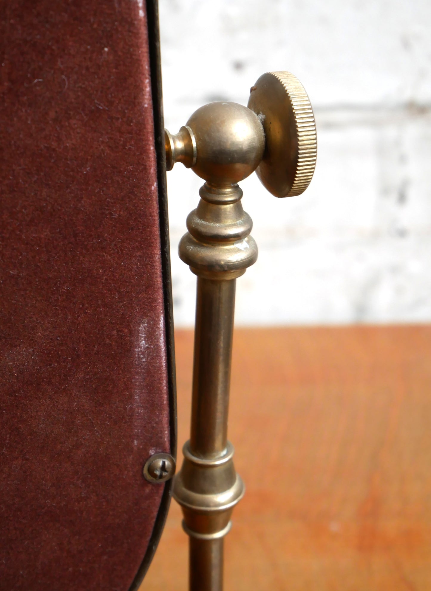 Vintage Brass Miniature Cheval Table Top Vanity Shaving Swing Mirror