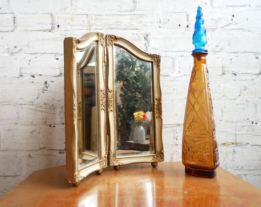 Vintage Rococo Style Folding Dressing Table Vanity Mirror