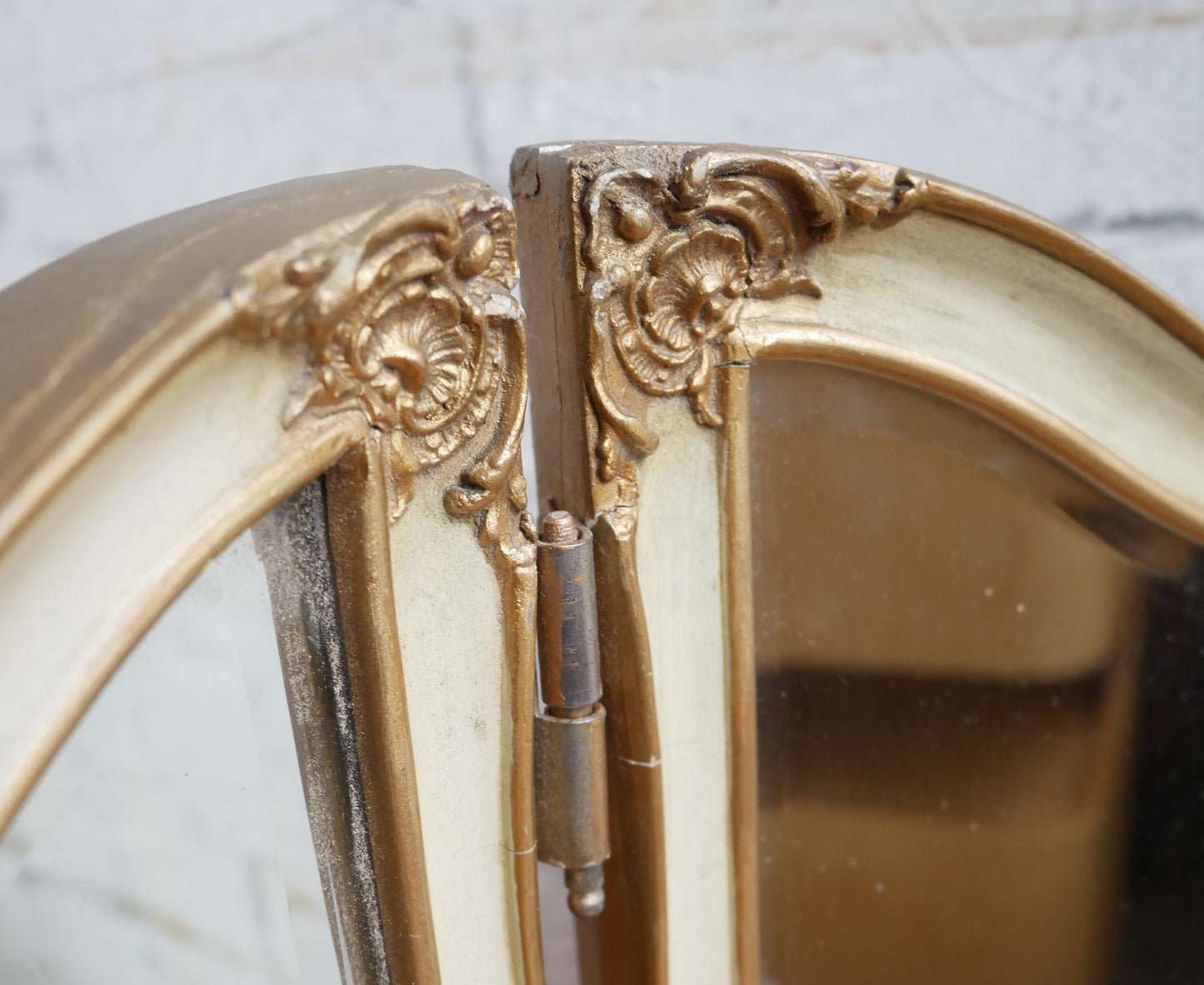 Vintage Rococo Style Folding Dressing Table Vanity Mirror