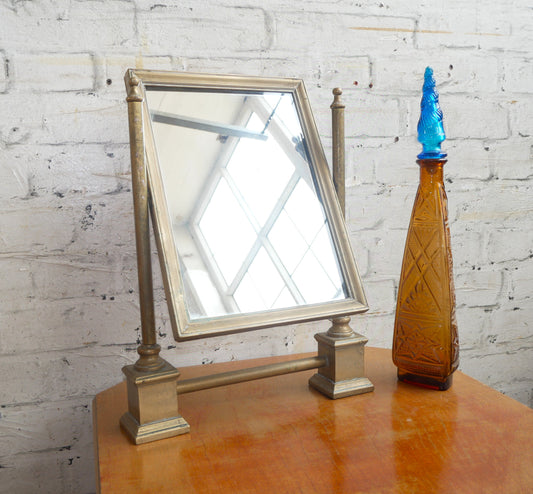 Antique or Vintage Classic Architectural Brass Vanity Shaving Swing Mirror