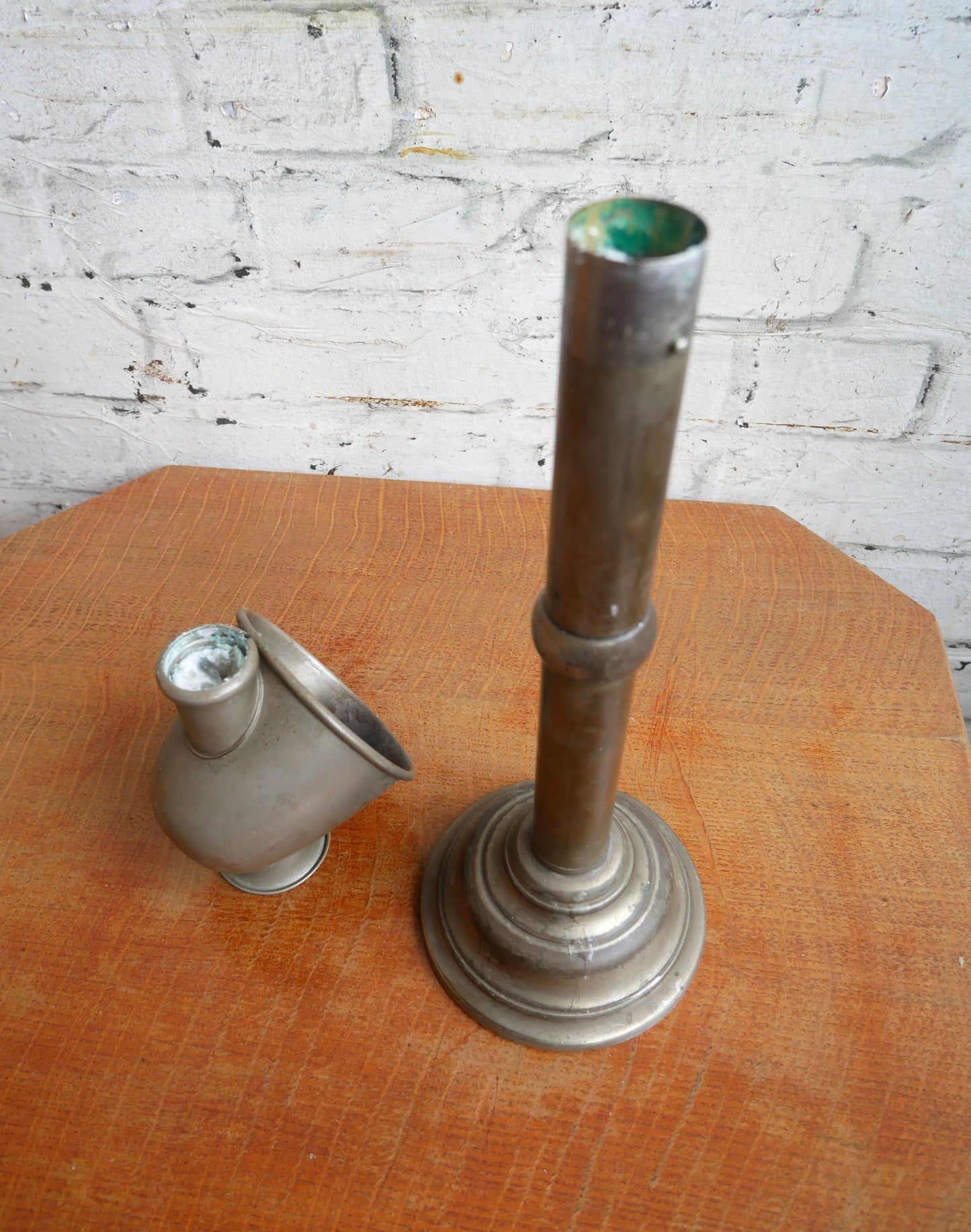 Antique Victorian German Gebruder Bing Brass Candlestick Students Lamp