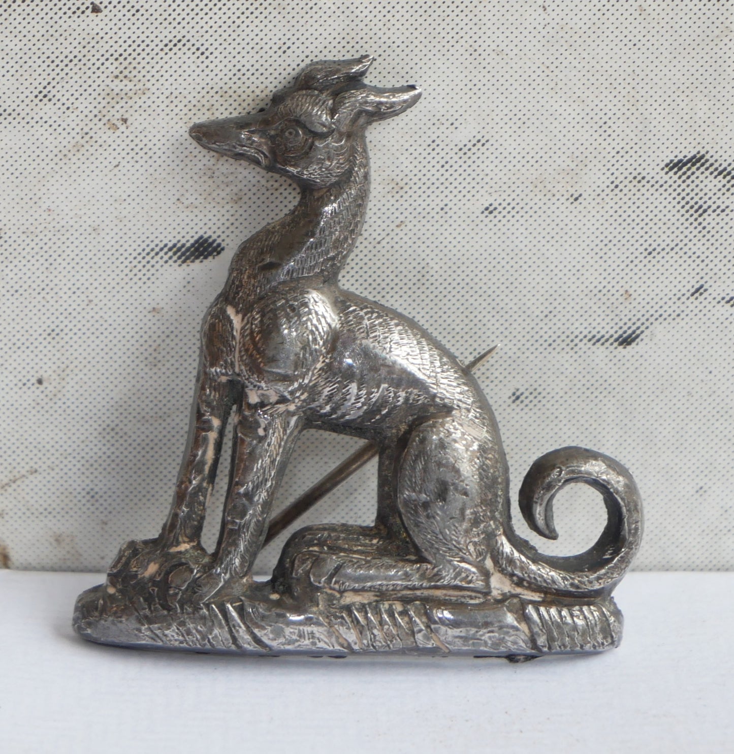 Antique Victorian Edwardian 5cm Greyhound or Whippet Dog Brooch Pin Badge