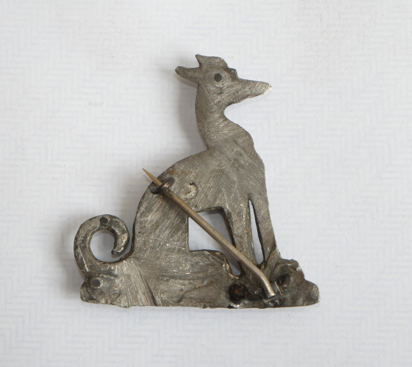 Antique Victorian Edwardian 5cm Greyhound or Whippet Dog Brooch Pin Badge