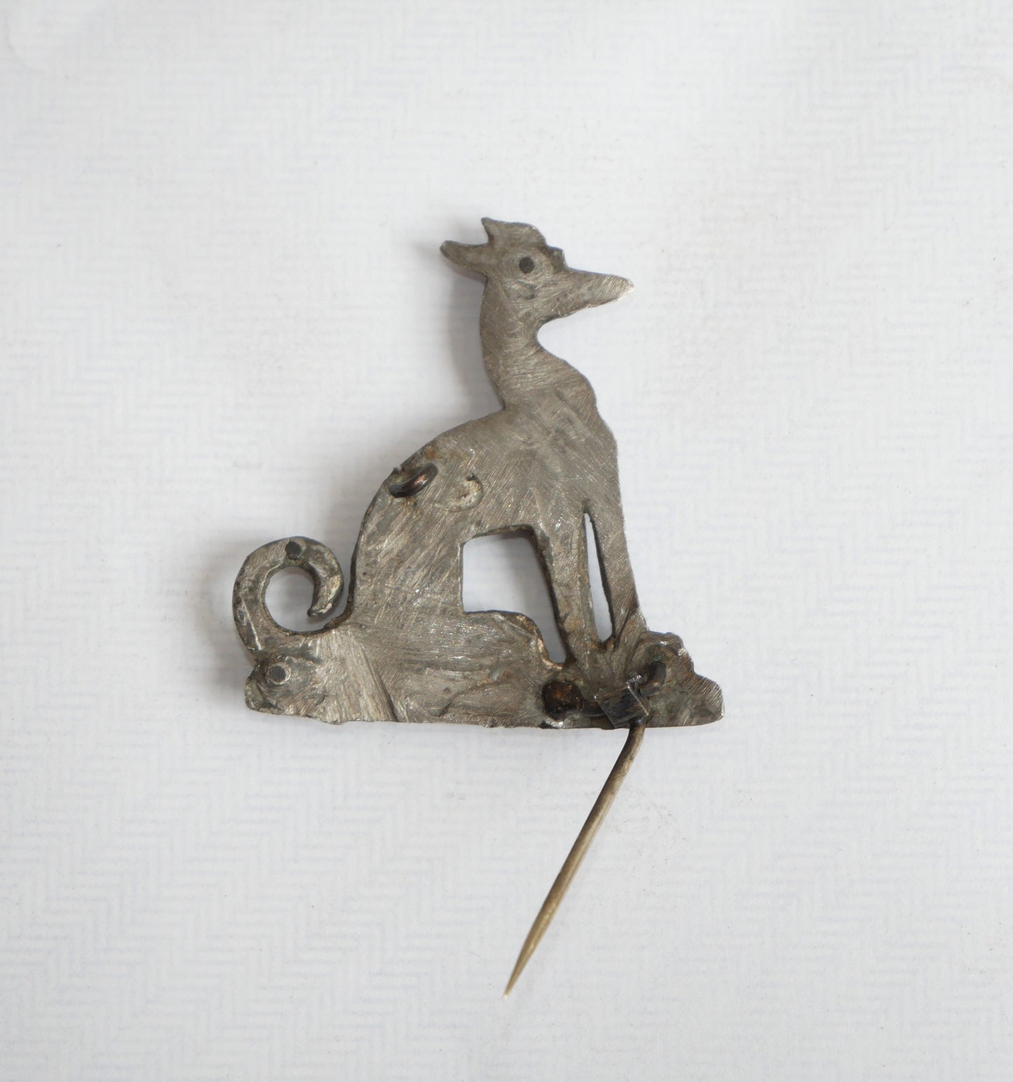 Antique Victorian Edwardian 5cm Greyhound or Whippet Dog Brooch Pin Badge
