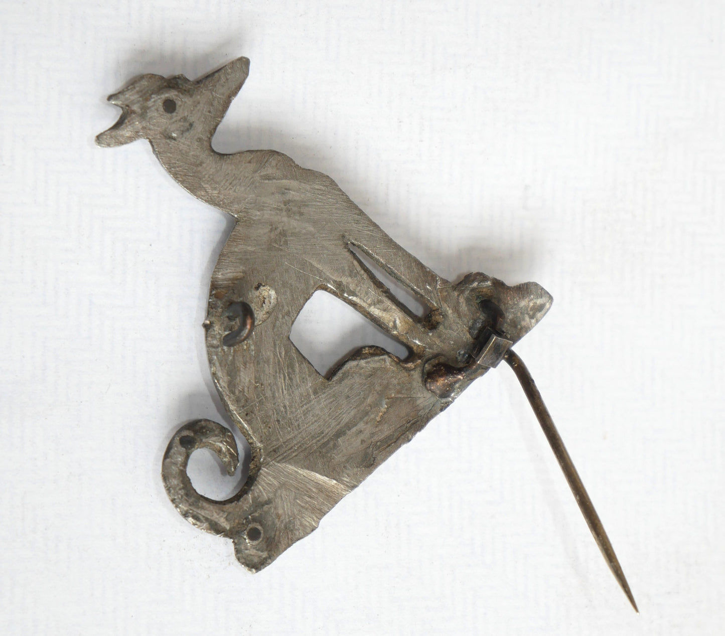 Antique Victorian Edwardian 5cm Greyhound or Whippet Dog Brooch Pin Badge