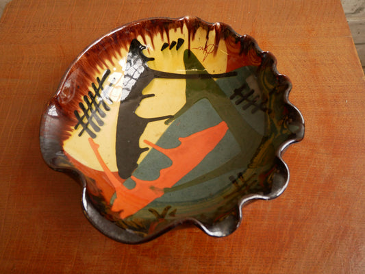 Vintage 1960s Mid Century Modern Thomas Buxo Abstract Studio Pottery Fruit Bowl