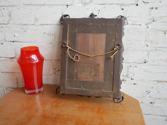 Distressed Antique Edwardian George Barnes Picture Wall Frame with Period Photograpgh of a Bride.