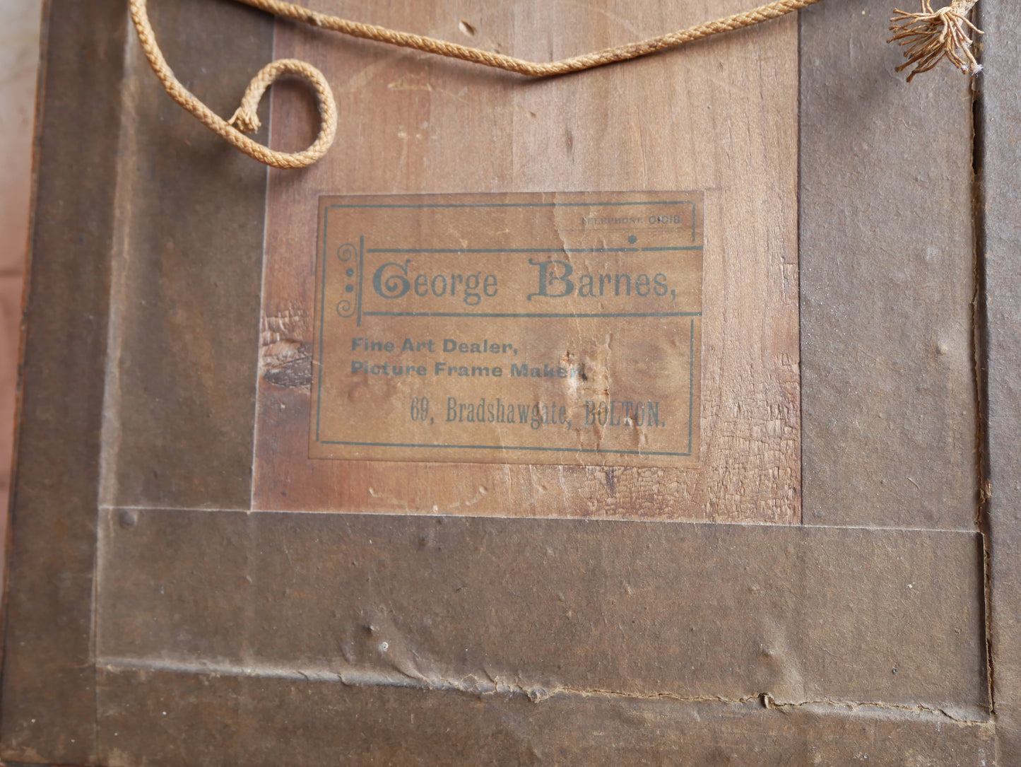 Distressed Antique Edwardian George Barnes Picture Wall Frame with Period Photograpgh of a Bride.