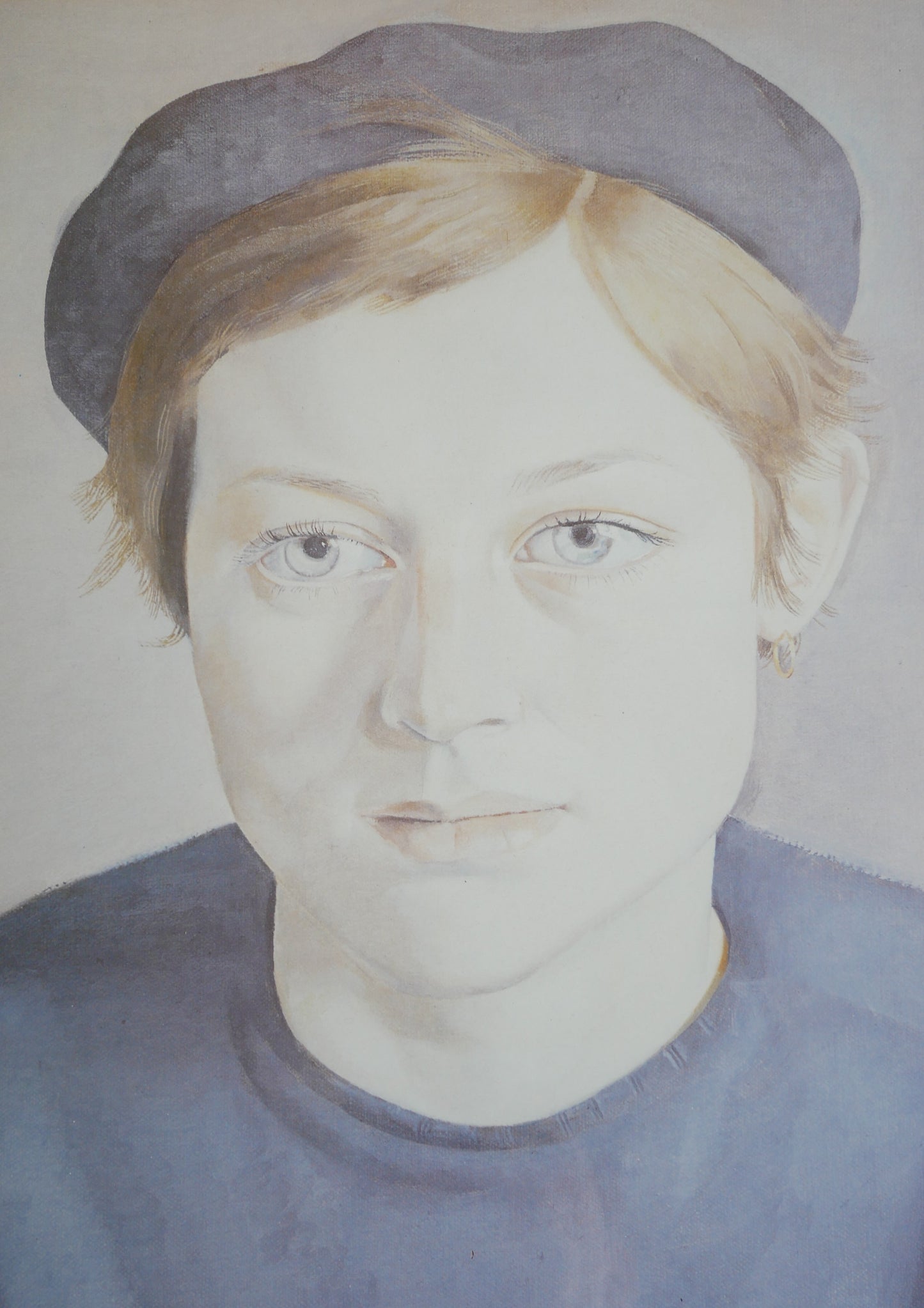 Vintage Framed Lucien Freud Print of a Girl with Beret