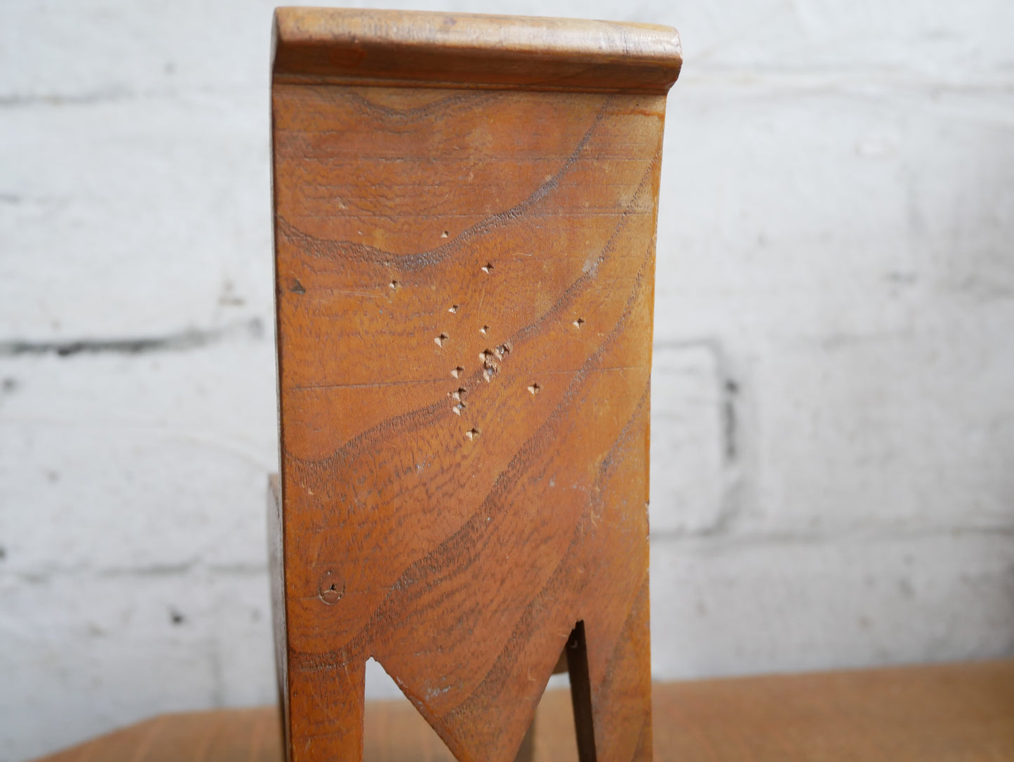 2 Vintage Mid Century Homemade Handmade Folk Art Carved Miniature Chairs
