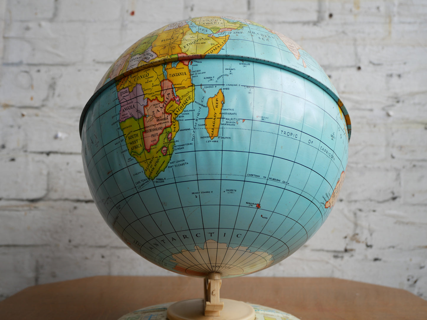 Vintage 1970s Childs Chad Valley Toy Tin World Globe