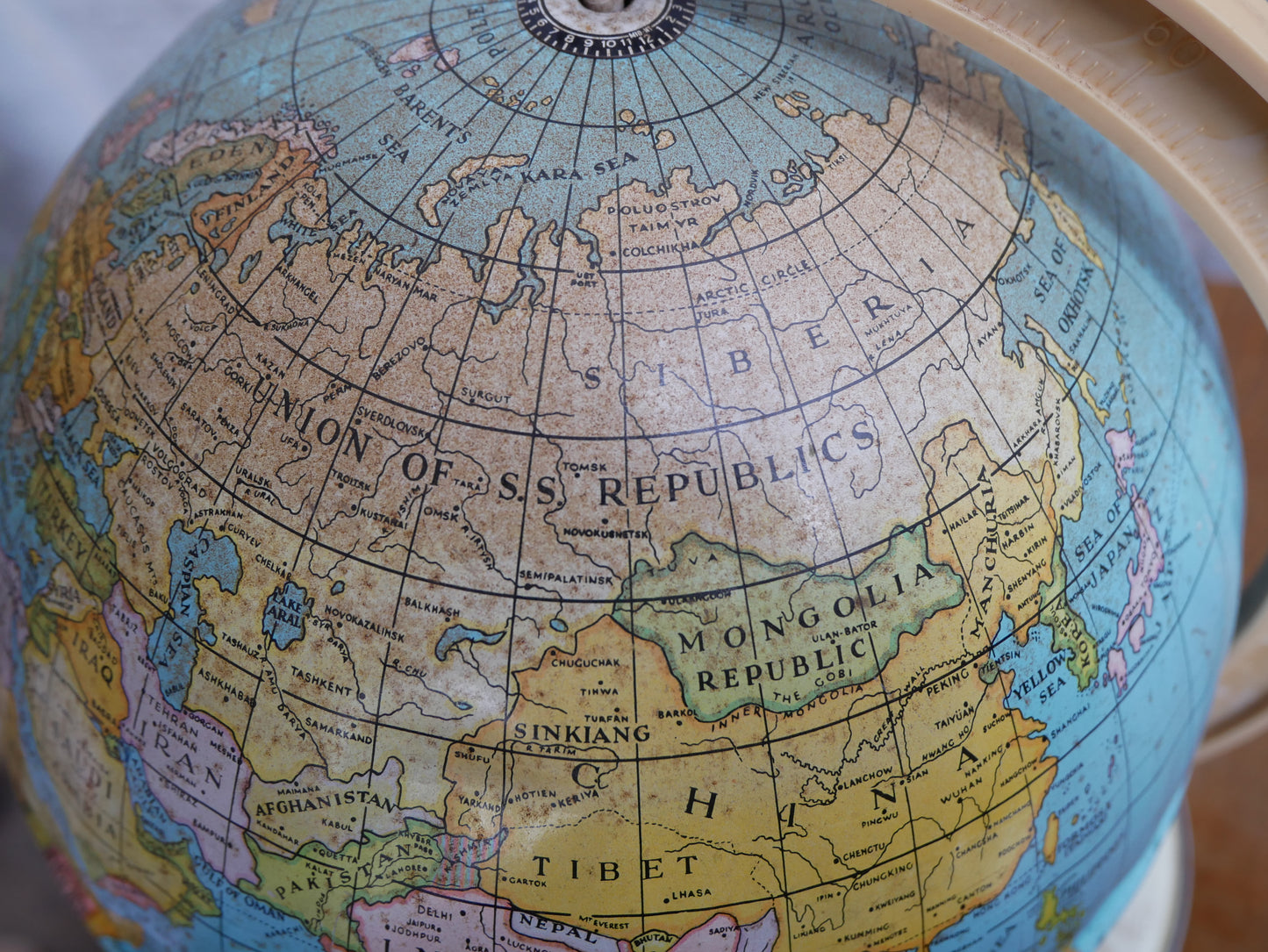 Vintage 1970s Childs Chad Valley Toy Tin World Globe