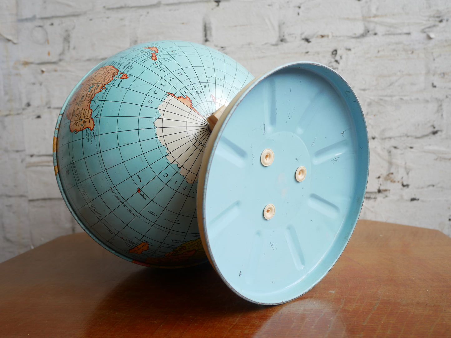 Vintage 1970s Childs Chad Valley Toy Tin World Globe