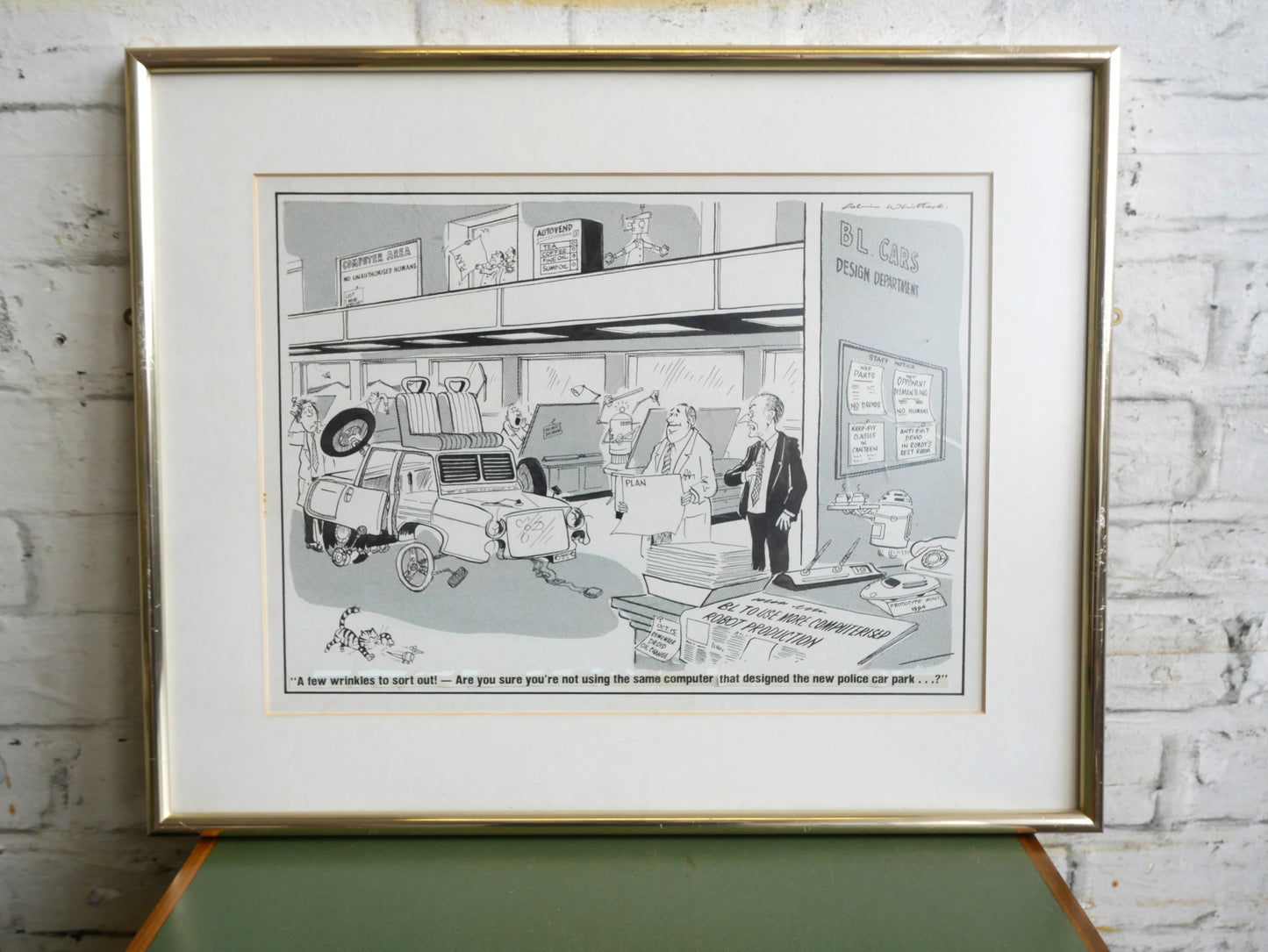 Vintage 1970s 80s Colin Whittock Birmingham Evening Mail British Leyland Cars Template Cartoon