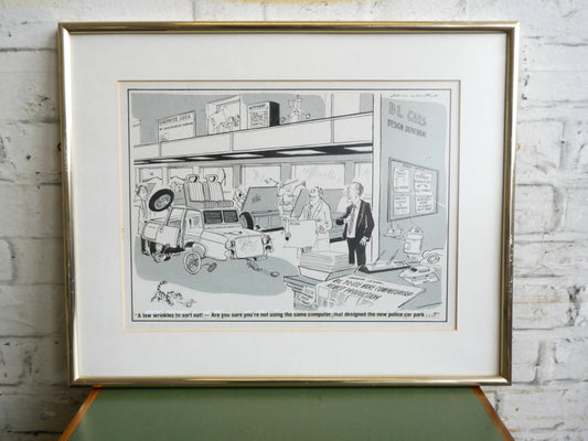 Vintage 1970s 80s Colin Whittock Birmingham Evening Mail British Leyland Cars Template Cartoon