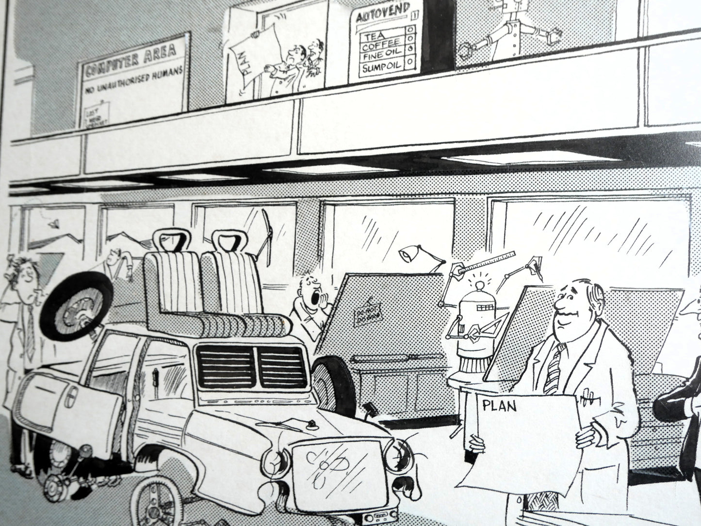 Vintage 1970s 80s Colin Whittock Birmingham Evening Mail British Leyland Cars Template Cartoon