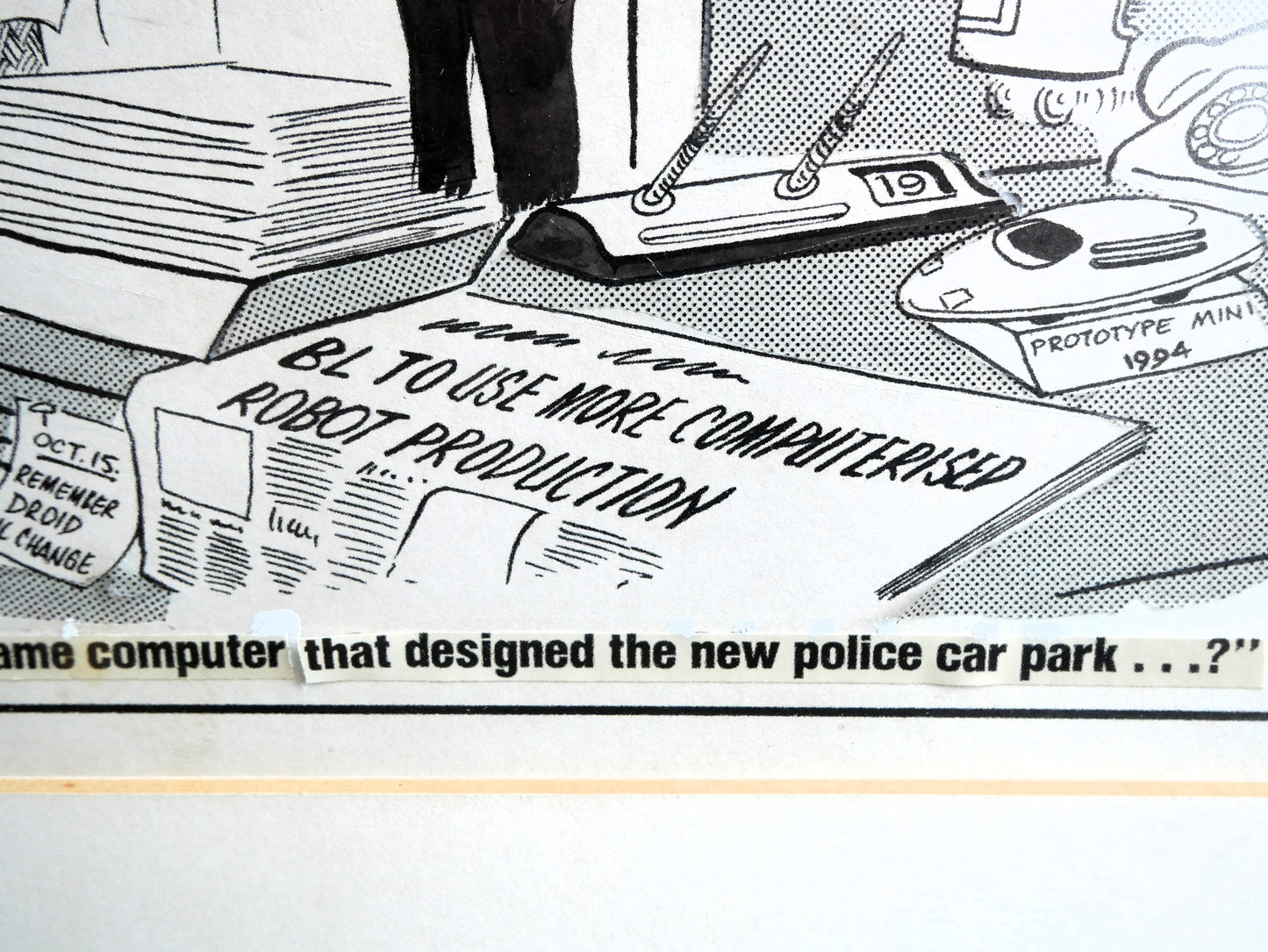 Vintage 1970s 80s Colin Whittock Birmingham Evening Mail British Leyland Cars Template Cartoon