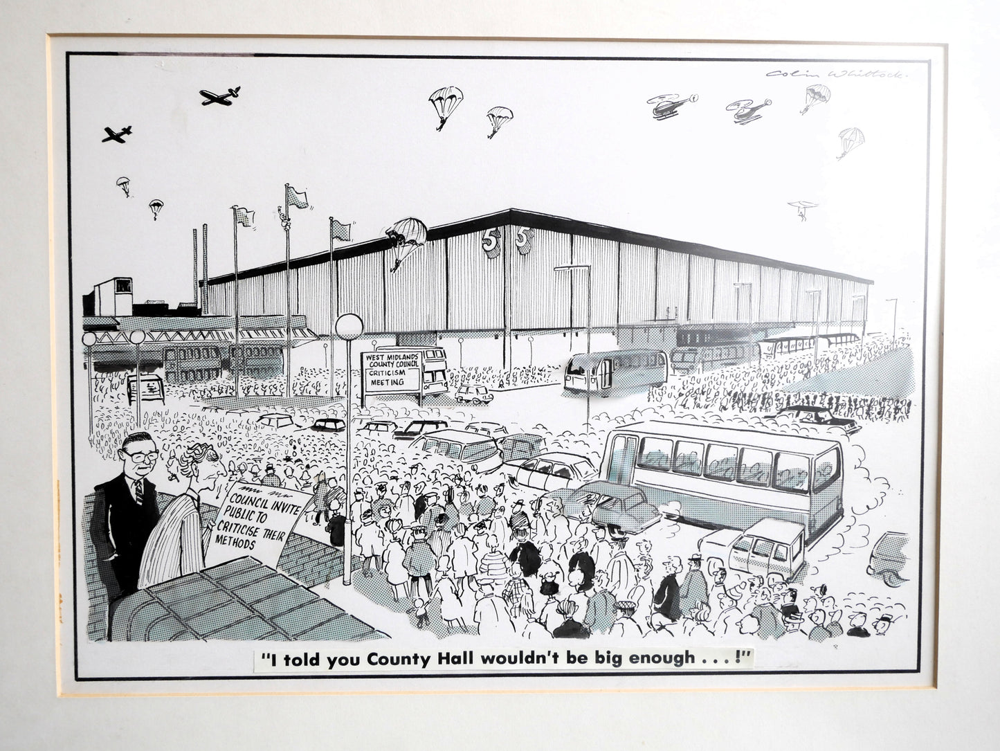 Vintage 1970s 80s Colin Whittock Birmingham Evening Mail Birmingham Council Criticism Template Cartoon