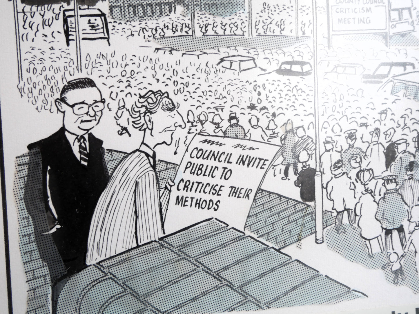 Vintage 1970s 80s Colin Whittock Birmingham Evening Mail Birmingham Council Criticism Template Cartoon