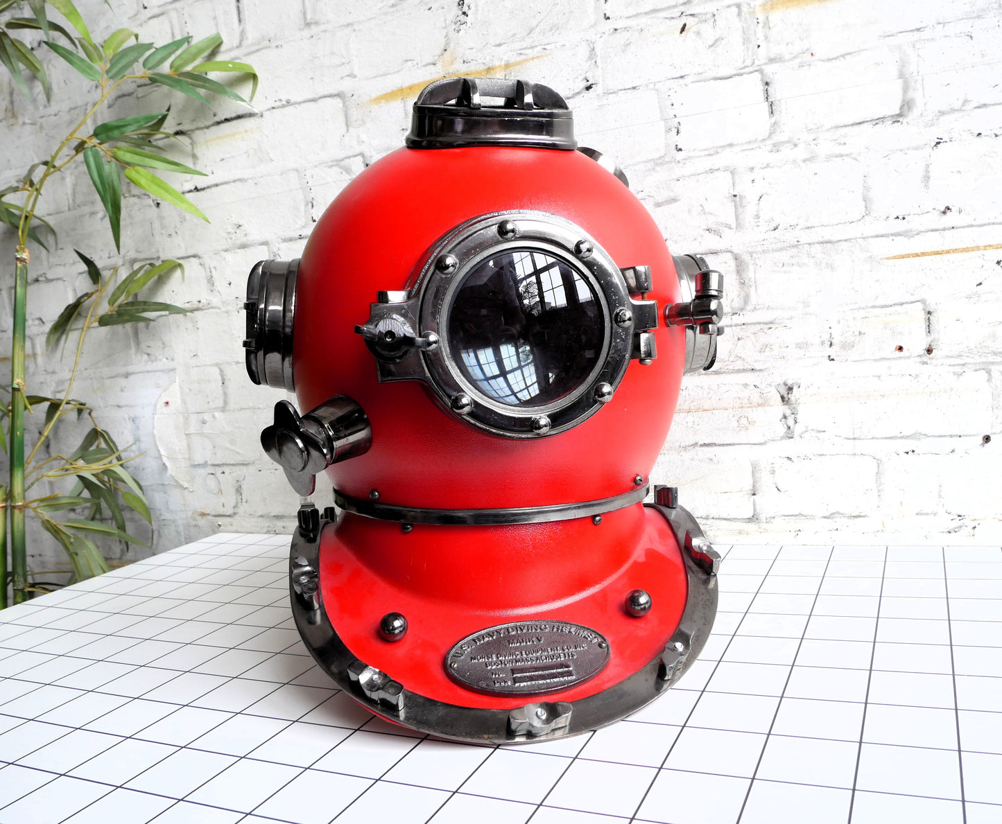 Large Replica Red Deep Sea Diving US Navy Divers Helmet Mark V
