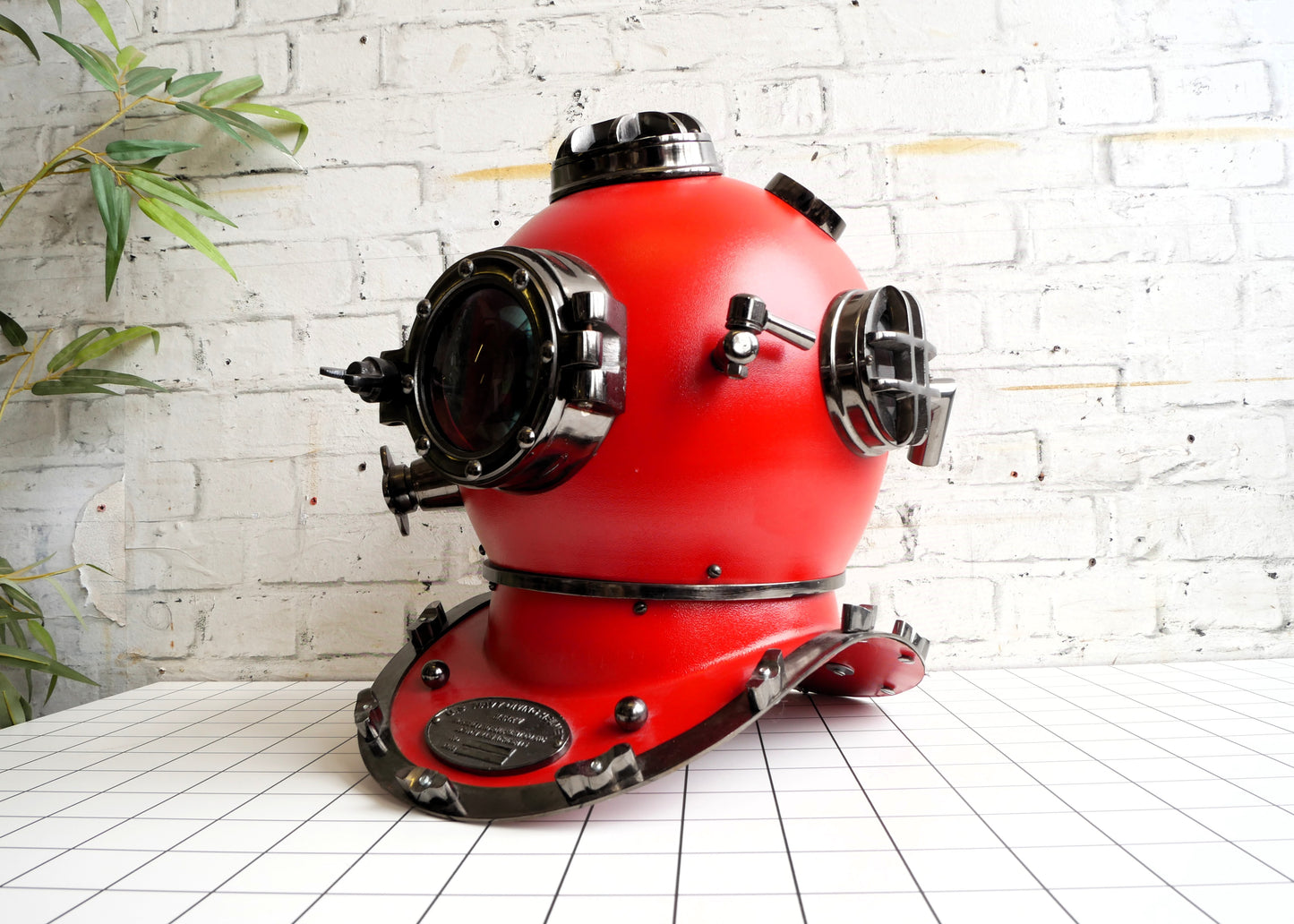 Large Replica Red Deep Sea Diving US Navy Divers Helmet Mark V