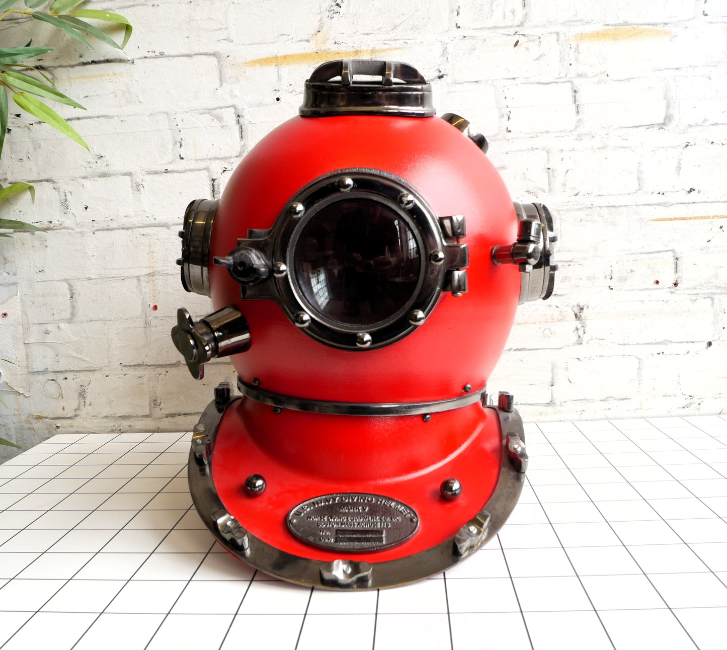 Large Replica Red Deep Sea Diving US Navy Divers Helmet Mark V