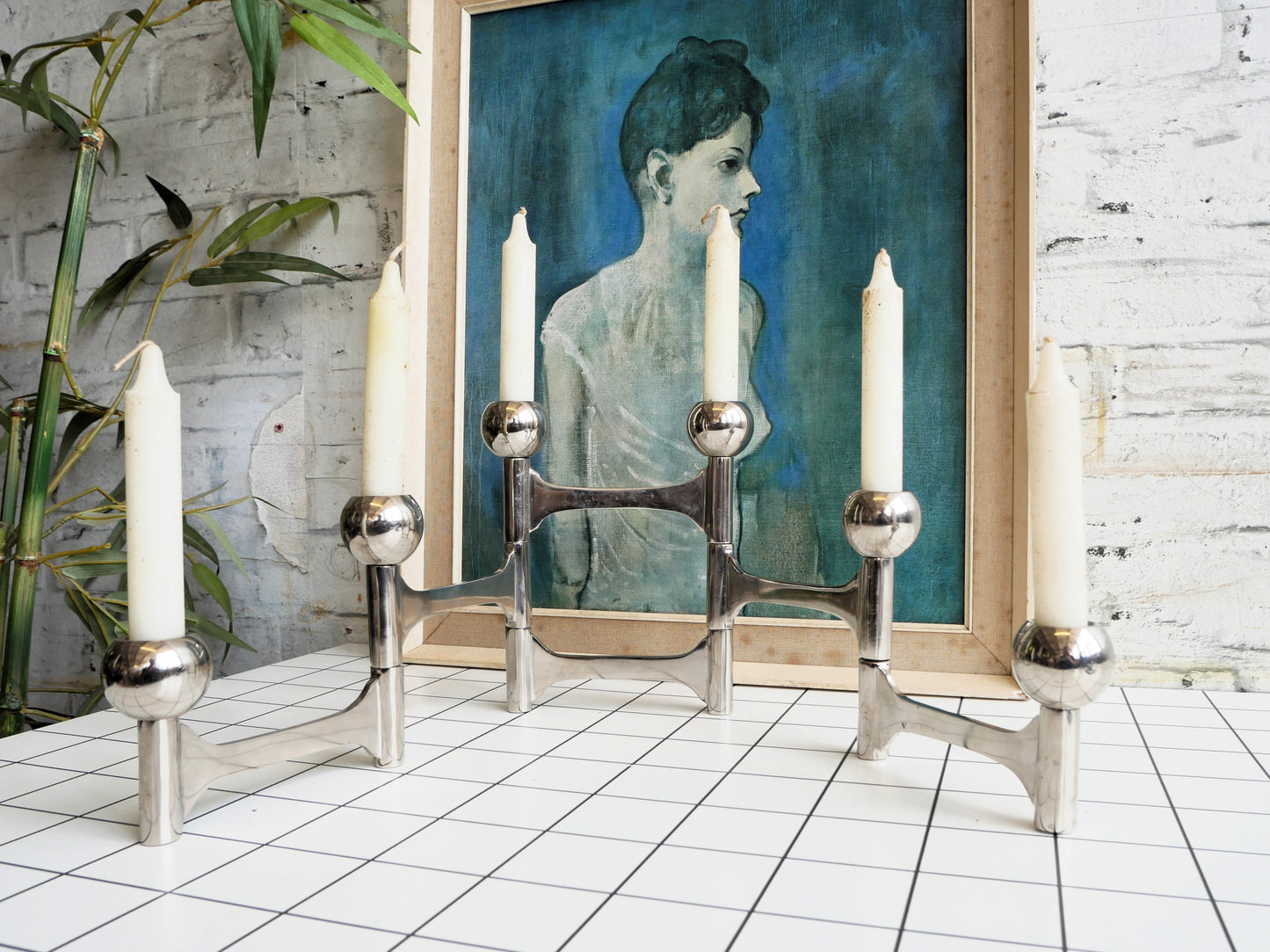 Contemporary Dutch Pols Potten Mid Century Modern Design Modernist Space Age 6 Branch Metal Candlestick Holder