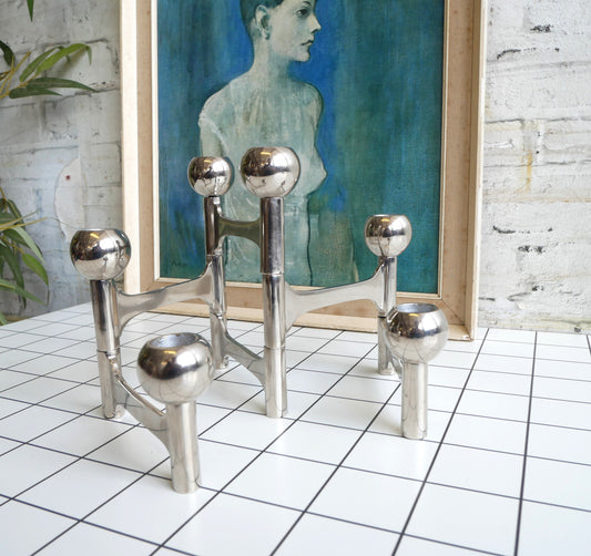 Contemporary Dutch Pols Potten Mid Century Modern Design Modernist Space Age 6 Branch Metal Candlestick Holder